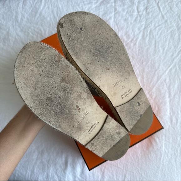 Hermes Men’s Étoupe Suede Slip-On Espadrilles